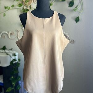 Good American Tan Asymmetrical Cut Out Tank Top